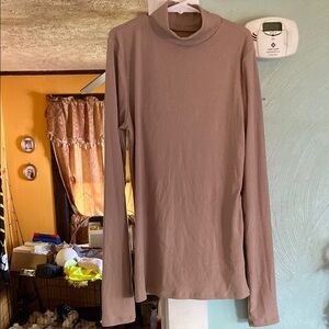 Brown Long Sleeve Turtleneck Top
